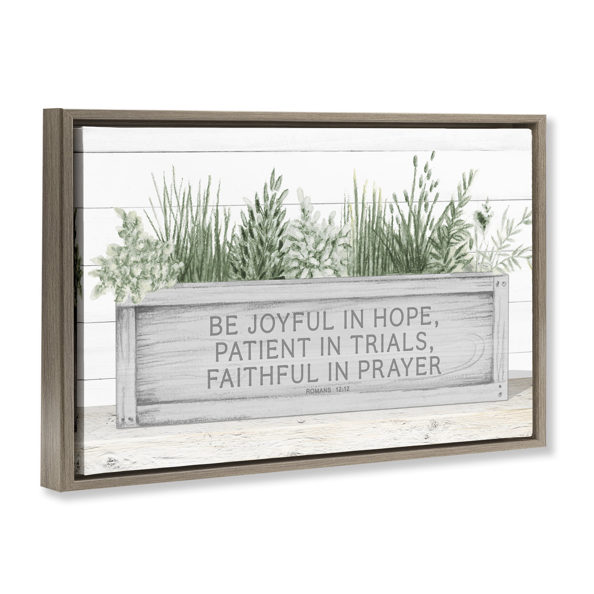 Stupell Industries Be Joyful Flower Box Brown Framed Floater Canvas Wall Art, design by Janice Gaynor