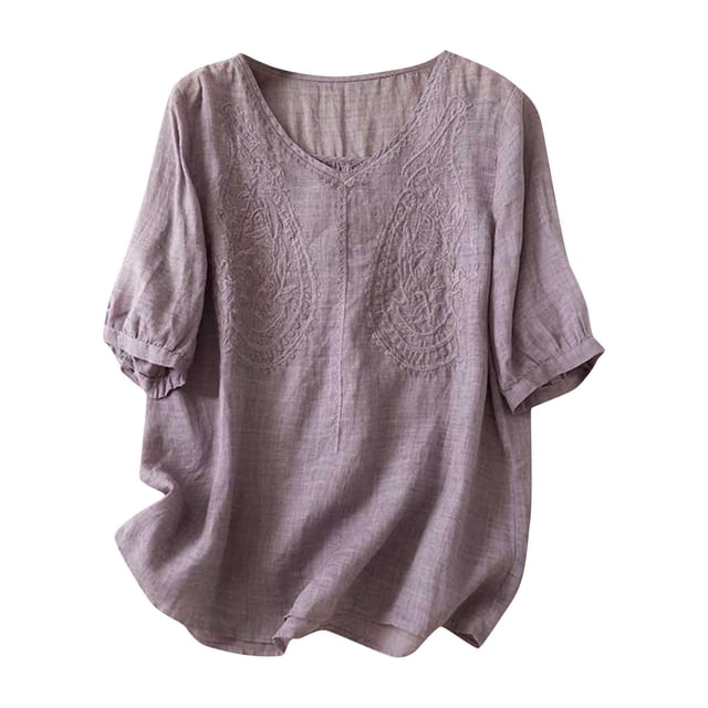 Pisexur Hauts pour Femmes T-Shirts Décontractés à Manches Courtes Col Rond Été Ample Blouse