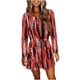 thumbnail image 1 of Vestido informal de manga larga con estampado de rayas y bolsillo con cordón para mujer Fridja  nbo1211, 1 of 5
