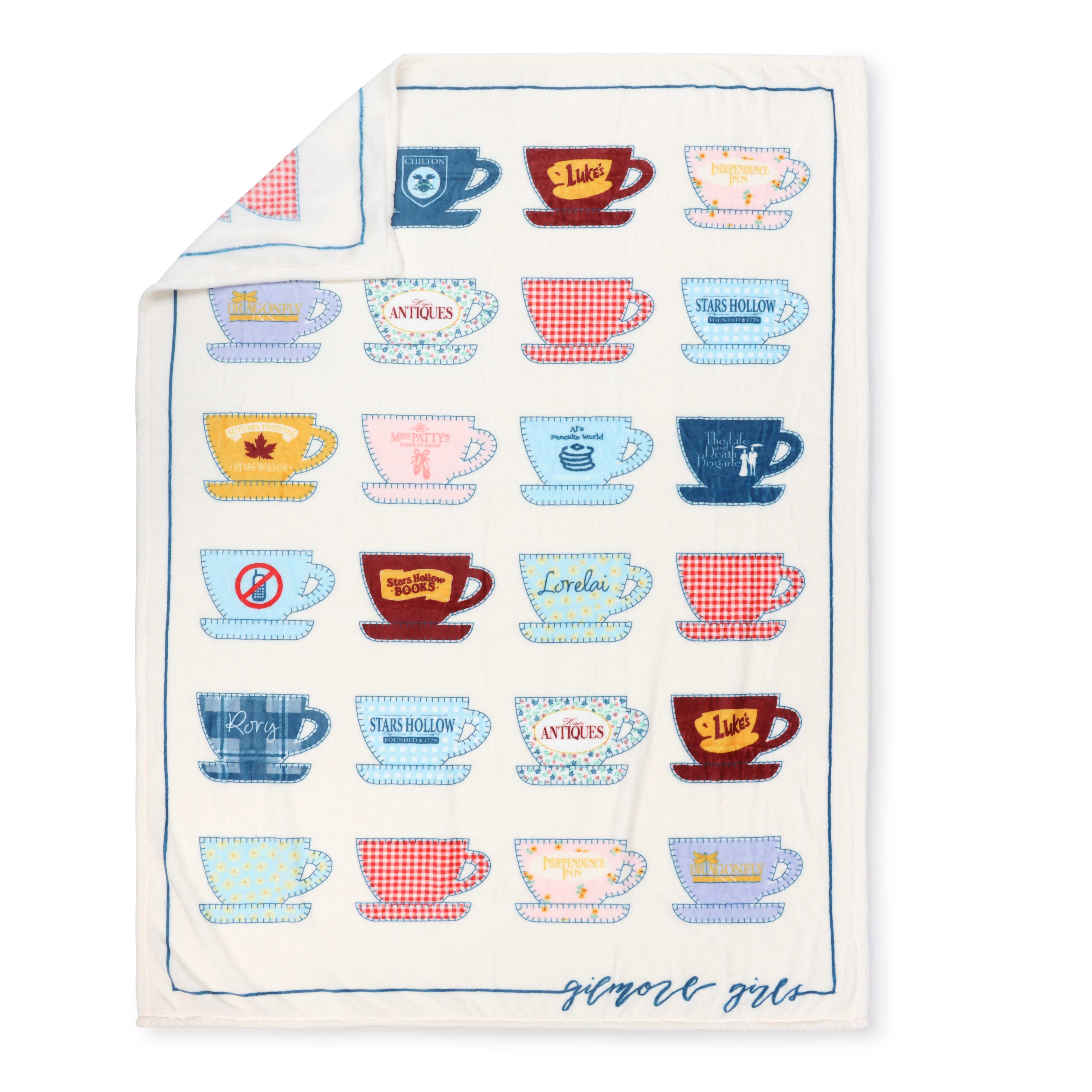 Gilmore Girls Silk Touch Throw Blanket with Coffee Cup Quilt Pattern, All Ages, Multicolor, 50" x 70"
