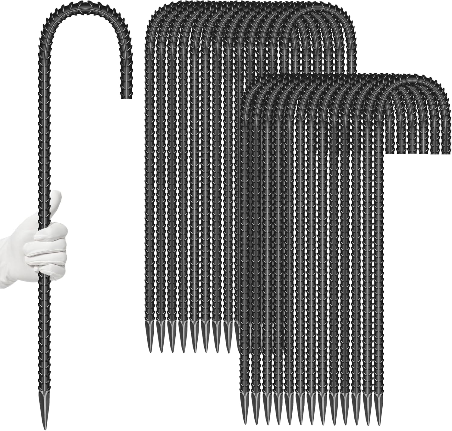 16-Inch Steel Garden Ground Stakes Heavy Duty J Shape Hooks Rebar Anchors for Tents Fences and Trampolines 10 Pieces