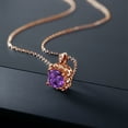 thumbnail image 4 of Gem Stone King 2.27 Ct Cushion Purple Amethyst 18K Rose Gold Plated Silver Pendant, 4 of 4