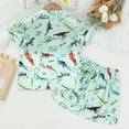 thumbnail image 6 of REDARER Boys Girls Dinosaur Print 2-Piece Satin Pajama Set Short Sleeve Button-Down Sleepwear & Loungewear,5-6 Years, 6 of 7