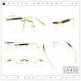 thumbnail image 2 of Mens Hustler Rimless Narrow Rectangle Metal Rim Fashion Eyeglasses Gold Black, 2 of 8
