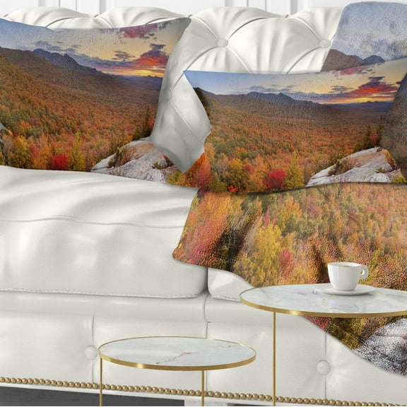 Designart Endless Forests in Fall Panorama - Landscape Printed Throw Pillow - 12x20