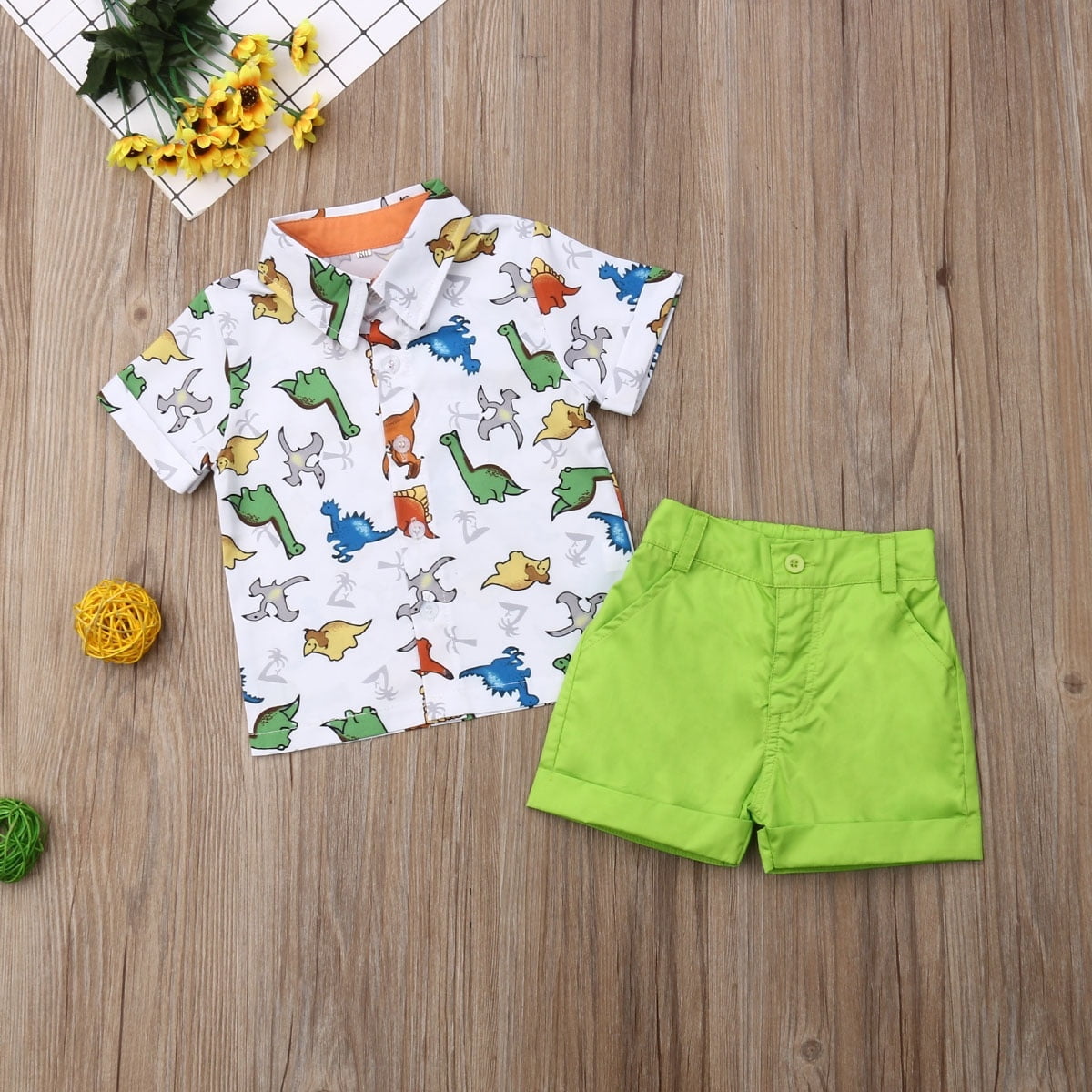 short pants Clothes Set tenues Baby Kid Baby Boys Dinosaur Printing T-shirt 