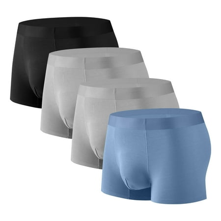 Clearance & Promo Men s 4PC Silk Traceless Quick-Dry Loose Breathable Elastic Exercise Flat Angle Briefs Comfortable and Lightweight Underwear for Active Wear Xmas Gifts Sopatenor