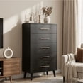 thumbnail image 4 of 4 Pieces Bedroom Furniture Set, Includes Queen Bed Frame with 4 Under-Bed Drawers, Nightstand,Wide 6-Drawer Dresser and Tall 5-Drawer Dresser with Aiti-Toppling Device- Black, 4 of 10