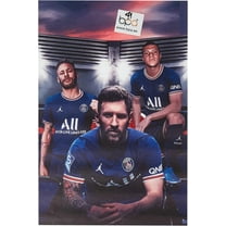 Soccer Superstar PSG Big 3 Messi Neymar Mbappe Poster Printed decorative paintings Canvas Wall Art Holiday Birthday Gifts Unframed 12x18inch(30x45cm)