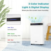 Costway 19-Pint(DOE) Dehumidifier for Home and Basement with 4 Modes 3-Color Indicator 24H Timer 4,500 Sq.ft Coverage Area (MAX 57Pint at 95°F, 90%RH)