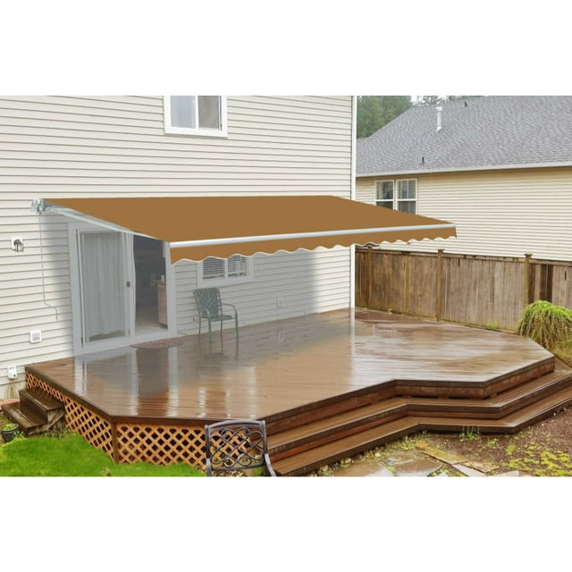 ALEKO Retractable Motorized Patio Awning 8x6.5 ft, Sand Color