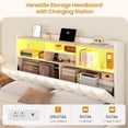 thumbnail image 5 of Aunfebrco Queen Size Bed with Bookcase Headboard and 4 Oversized Drawers, Upholstered Bed Frame with Storage,Queen Platform Bed Frame with LED Lights and Charging Station, Strong Metal Slats,White, 5 of 9