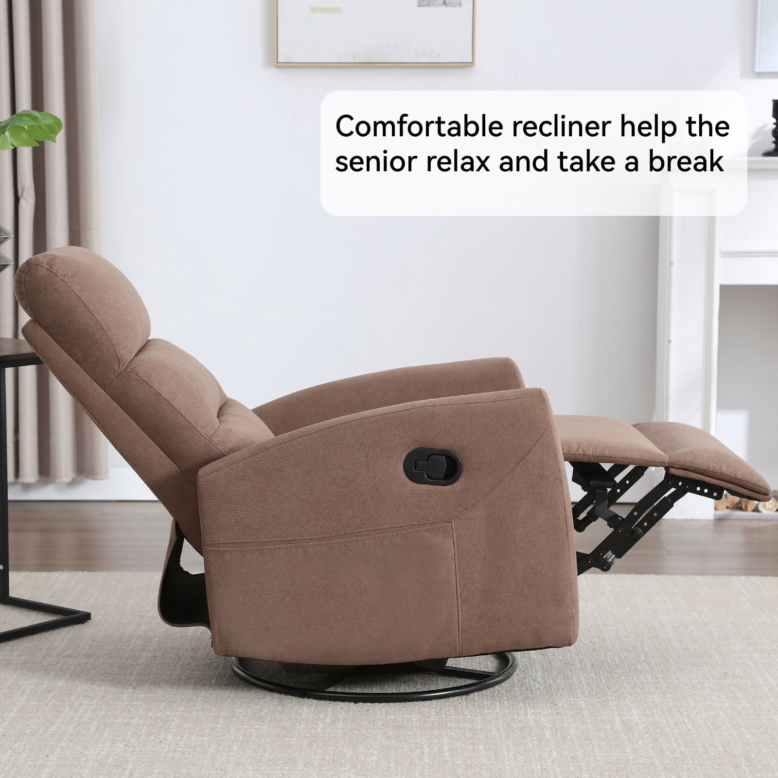 MAYEERTY 360 Degree Swivel Rocker Recliner Chair, Manual 155° Recline Glider Armchair, for Living Room Nursery Bedroom