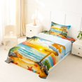 thumbnail image 5 of jejeloiu Watercolor Beach Signpost Twin Sheets,Starfish Seashell Bedding For Boys,Yellow Blue,3-Piece,1 Fitted Sheet and 1 Pillowcase, 5 of 6