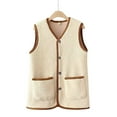 thumbnail image 2 of Women's Vest Outerwear Sleeveless Lightweight Zip Jackets Warm Soft Vests with Zipper/Botton Pockets Jackets for 2025 Trendy,Color:Beige,Size:3XL, 2 of 6