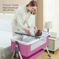thumbnail image 5 of MINGYI 3 in 1 Baby Bassinet & Bedside Sleeper(0-24 months), Foldable Baby Crib with 6 Adjustable Heights and mosquito net, for Newborns and infants (Brownie pink), 5 of 8