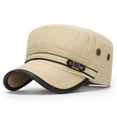 thumbnail image 2 of Duoif Unisex Cadet Hat, Washed Cotton Military Cap with Metal Eyelets, Classic Officer's Hat for Men Women, Casual & Outdoor Beige, 2 of 3