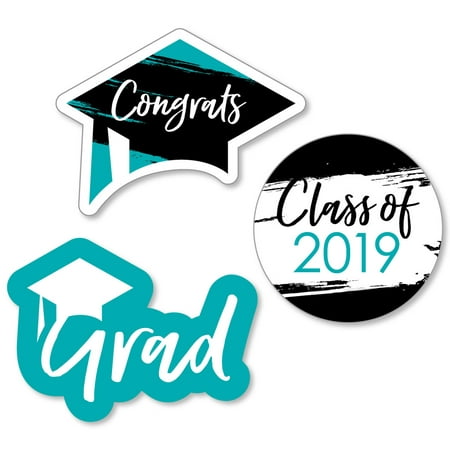 Teal Grad - Best is Yet to Come - DIY Shaped 2019 Graduation Party Cut-Outs - 24