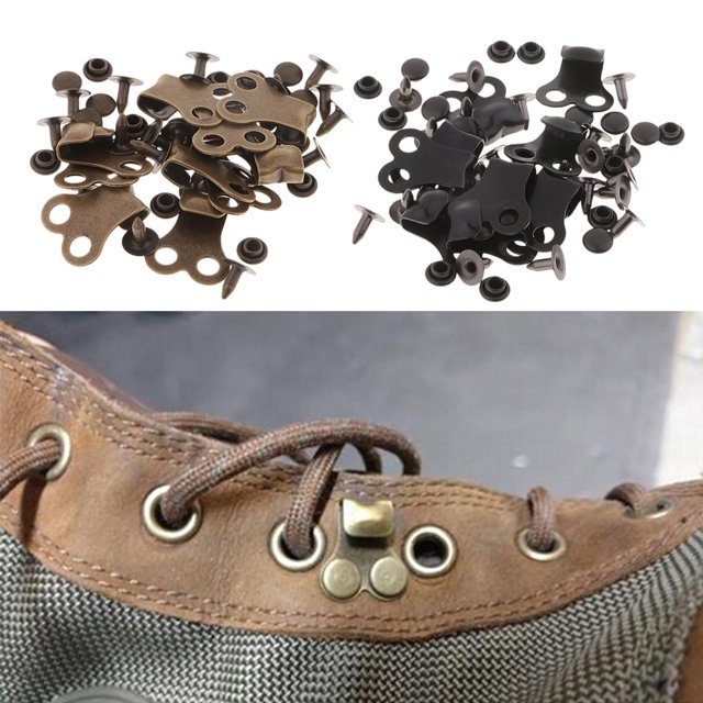 20 Juegos de Ganchos para Botas, Accesorios de Remaches Puntiagudos, Piezas de Repuesto de Aleación, Juego de Manualidades Soledad Ganchos de encaje para botas Accesorios de encaje