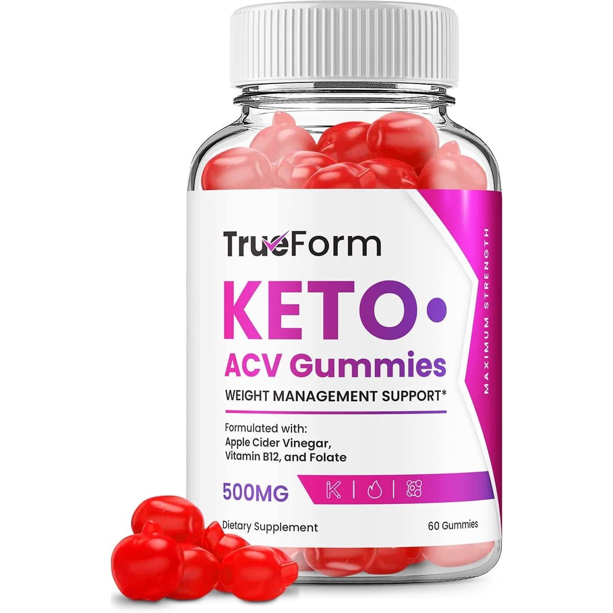 True Form Keto Plus ACV Gummies TrueForm ACV Advanced Keto Formula Plus Apple Cider Vinegar Keto Gummies Dietary Supplement B12 Beet Root Juice 60 Gummies