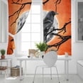 thumbnail image 5 of Fsddascl Halloween Blackout Curtains for Bedroom/Living Room, Thermal Insulated Kitchen Curtains, Orange Black Branches Retro Moon Crow Grommet Darkening Window Treatment Drapes 52"x63"x2, 5 of 6