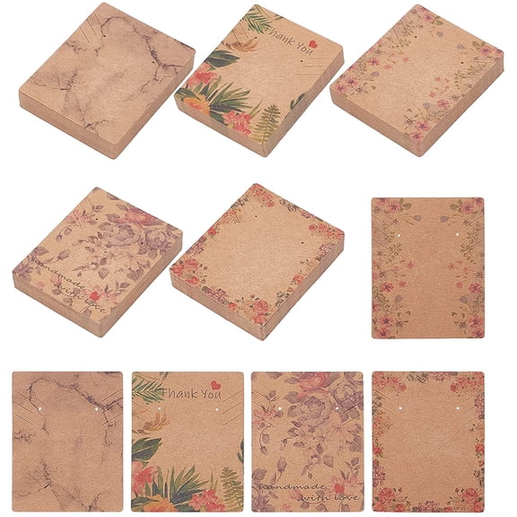 150 pcs Flower Patterns Jewelry Display Cards Necklace Display Cards Cardboard Display Hanging Cards