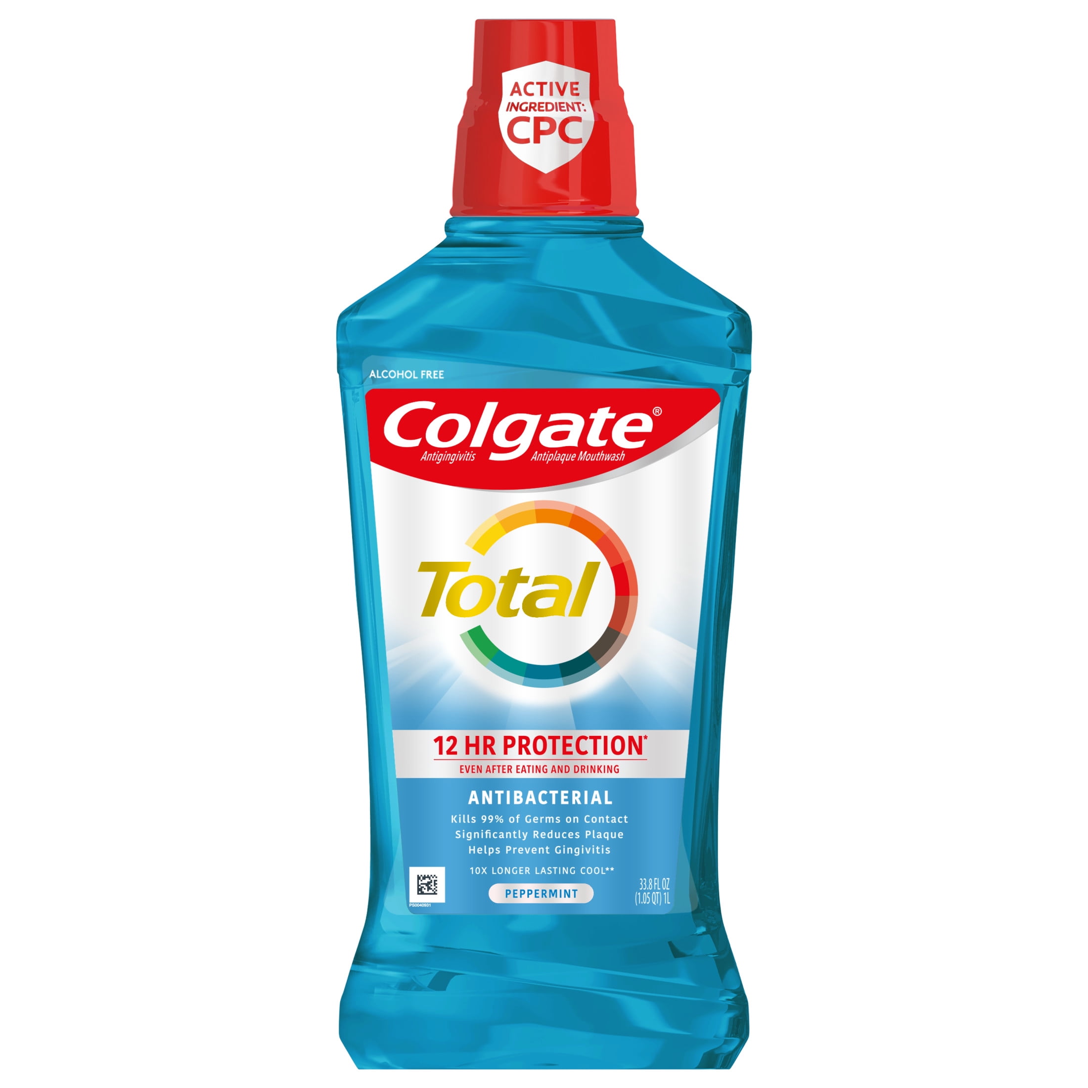 Colgate Total Alcohol Free Mouthwash, Peppermint, 1.0 L