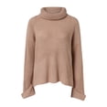 thumbnail image 3 of Gibobby Casual Suéter para Mujer, Suéter ligero de manga larga con cuello alto para mujer(Beige,XG), 3 of 5