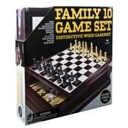 Angle View: Family 10 Game Center in Wooden Case for Kids and Adults Aged 8 and up