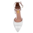 thumbnail image 2 of FSJ Women Chic Block Chunky Low Heels Pumps Rainbow Pointed Closed Toe Ankle Strap Buckle D'Orsay Sandals Multicolor Ladies Party Office Shoes Size 8 White, 2 of 3