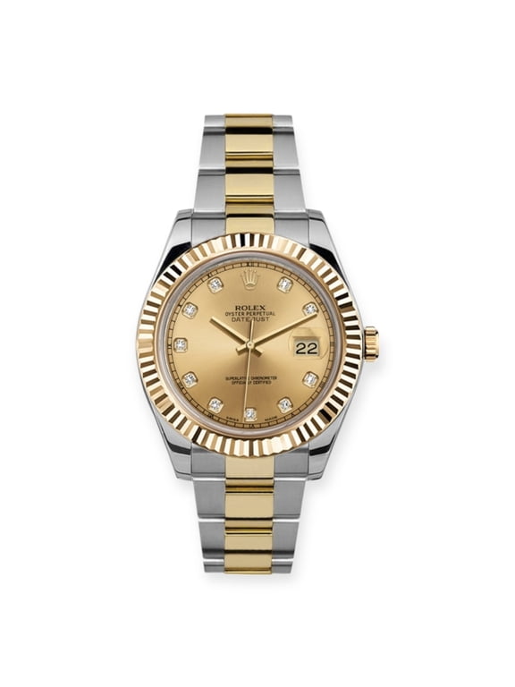 Pre-Owned Rolex Datejust 41mm Yellow Gold and Stainless Steel Bracelet Champagne Diamond Dial 116333