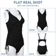 thumbnail image 2 of Guardurnaity L Traje de baño sexy con cuello en V acanalado para mujer Ropa de playa modesta y a la moda Trajes sin mangas con correas impermeables conjuntos de ropa negro L, 2 of 6