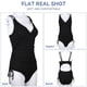 thumbnail image 2 of Traje de baño de canalé con cuello en V Qarigey para mujer modesto y moderno negro L, 2 of 6
