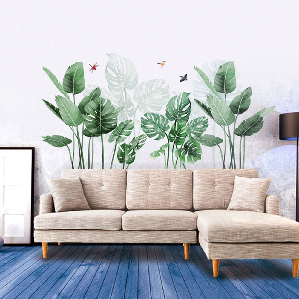 HEVIRGO Removable Banana Leaves Cactus Shape Wall Sticker Mural Decal ...