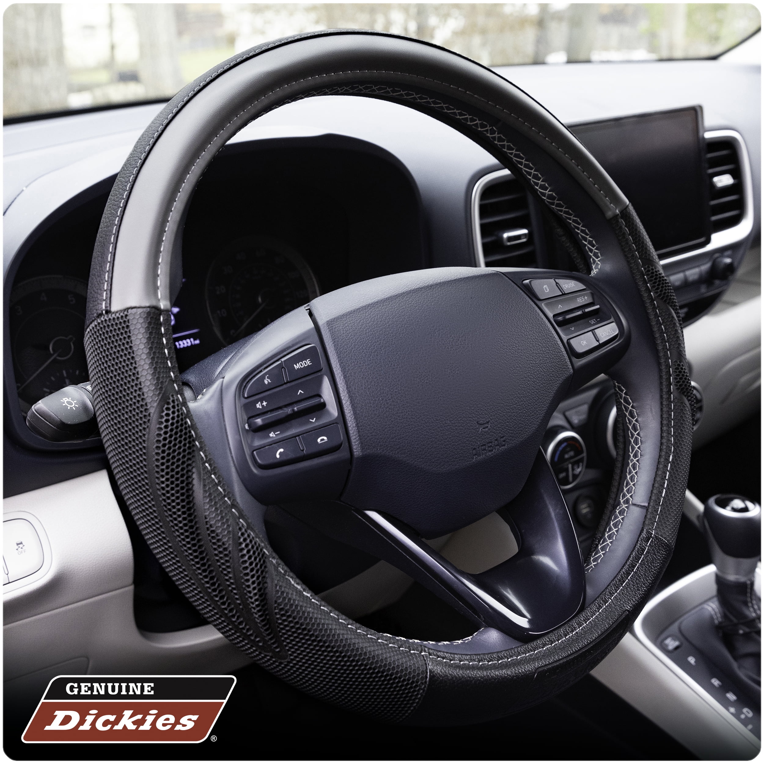 Genuine Dickies Dura Grip Black-Gray Truck Steering Wheel Cover