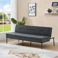 thumbnail image 3 of Gewnee 63.39”Futon Sofa Bed,Convertible Sleeper Couch - Iron Frame & 5 Adjustable Positions,Perfect for Living Room,Office,Apartment,Dark Grey, 3 of 13