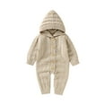 thumbnail image 1 of Qiylii Toddler Knitted Bodysuit, Solid Color Hooded Long Sleeves Rompers, 1 of 9