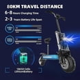 thumbnail image 3 of AJOOSOS X60 Adult Foldable Electric Scooter, 6000W Dual Motor, 80KM/H Max Speed, 80KM Range, Off-Road Tires, 3 of 7