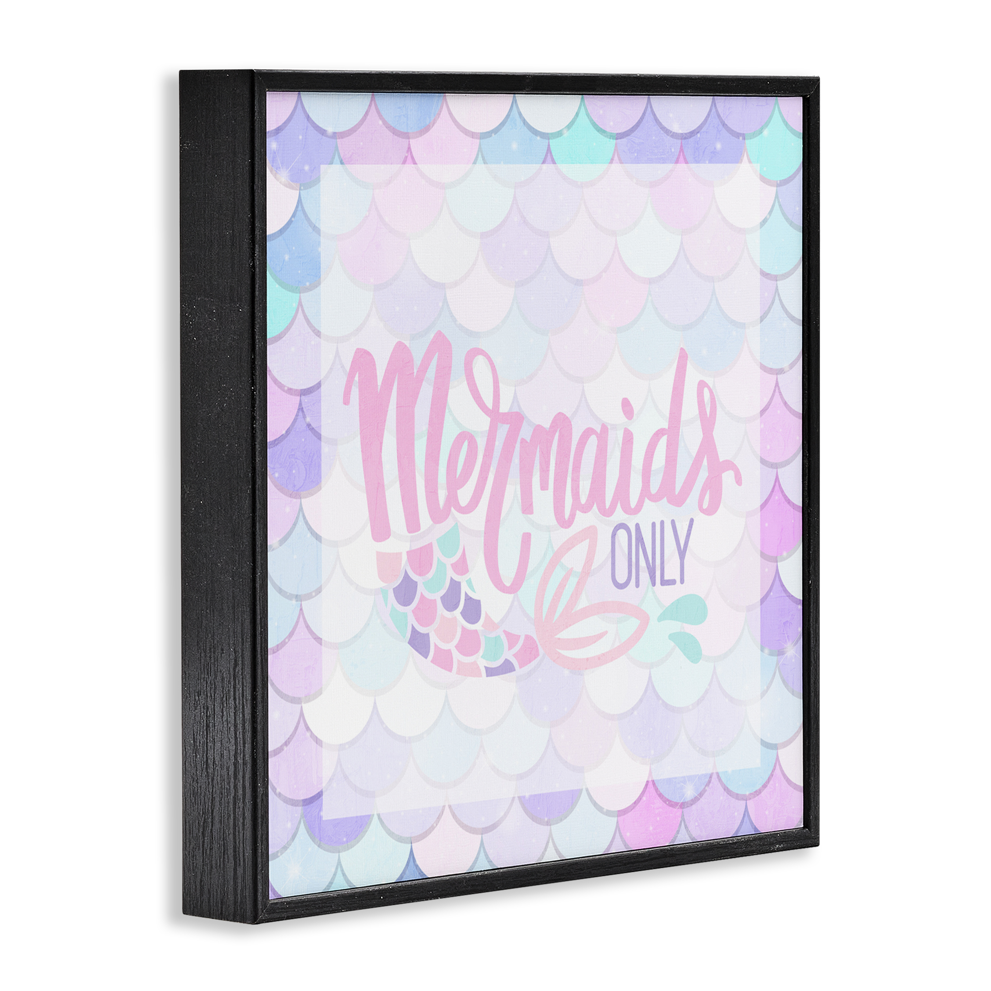 Pastel Mermaids Only Black Framed Giclee Art, design by Kim Allen