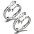 thumbnail image 1 of Sterling Silver Rings for Women, Vintage Hugging Hands Ring Adjustable Sterling, 1 of 5