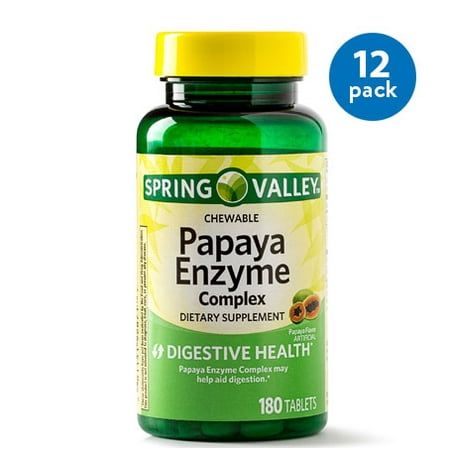 Foods Natural Enzymes - (12 Pack) Spring Valley Papaya Enzyme Complex Tablets, 180 Ct