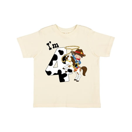 

Inktastic I m Four-cowboy Riding Horse Birthday Gift Toddler Boy Girl T-Shirt