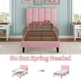 thumbnail image 4 of Full Size Bed Frame, Velvet Upholstered Platform Bed with Adjustable Headboard, Vertical Channel Tufted Headboard,No Box Spring Needed, Easy Assembly,Upholstered Mattress Foundation, 4 of 10