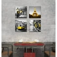 thumbnail image 5 of Decor Bedroom Paris Eiffel Tower Canvas Print Black and White Wall Art London Yellow Pictures Decoration Living Room Bathroom 12"x12"x4, 5 of 6