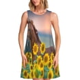 thumbnail image 1 of Disketp Horse Sunflowers para Vestido sin Mangas para Mujeres, Vestidos de Verano para Mujeres, Casual y Holgado para la Playa, 1 of 7