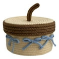 thumbnail image 5 of Round Jute Rope Storage Baskets with Lids, Small Storage Baskets, Woven Cotton Rope Organizer Bins for Home Decor, Decorative Basket with Handles, Cute Storage Bins, 8.66X4.72 inch, 5 of 5