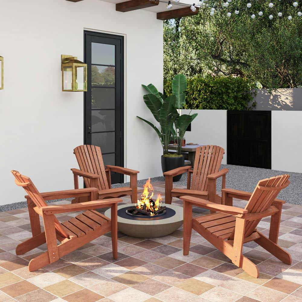 Spaco Solid Wood Adirondack Chair, Patio Chair with High Backrest and Wide Armrests for Patio, Garden, Backyard, Natural