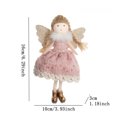 thumbnail image 3 of Xmas Tree Angel Ornaments Pink Girl with Dress Wing Standing Tree Top Angel Sparkle Plush Doll Pendant for Tree Decoration, 3 of 5