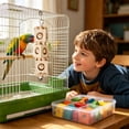 thumbnail image 5 of Wooden Bird Chew Toy, Hanging Parrot Foraging Blocks with Bell and Metal Hook, Cage Enrichment Toy for Small to Medium Parakeets Cockatiels Conures Caique, 5 of 7