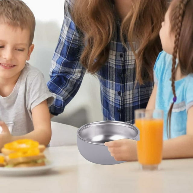 2 in 1 Stainless Steel Thermal Bowl with Detachable Silicone Sleeve and Secure Suction Base for Convenient Food Storage